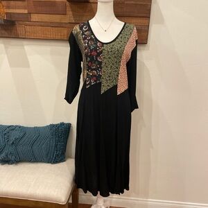 Vintage Patchwork Midi Dress Size 6